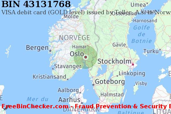 43131768 VISA debit Norway NO BIN Liste 