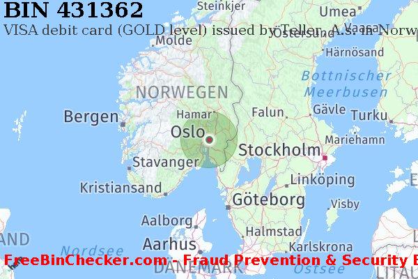 431362 VISA debit Norway NO BIN-Liste