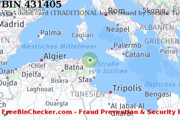 431405 VISA debit Tunisia TN BIN-Liste