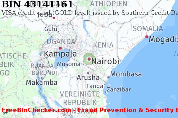 43141161 VISA credit Kenya KE BIN-Liste