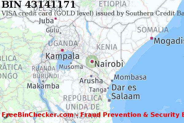 43141171 VISA credit Kenya KE Lista de BIN