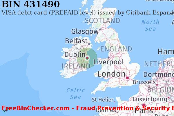 431490 VISA debit Ireland IE বিন তালিকা