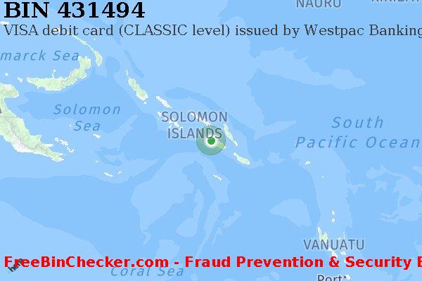 431494 VISA debit Solomon Islands SB BIN List