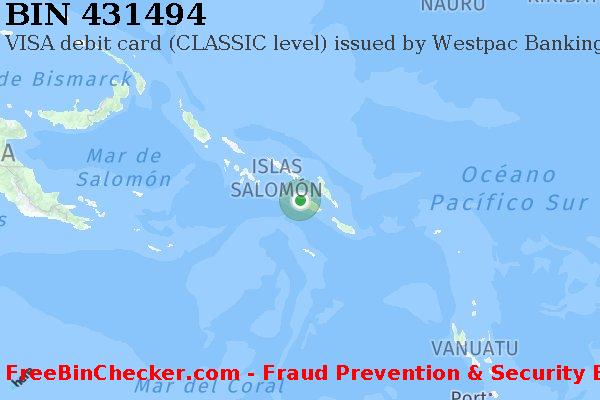 431494 VISA debit Solomon Islands SB Lista de BIN