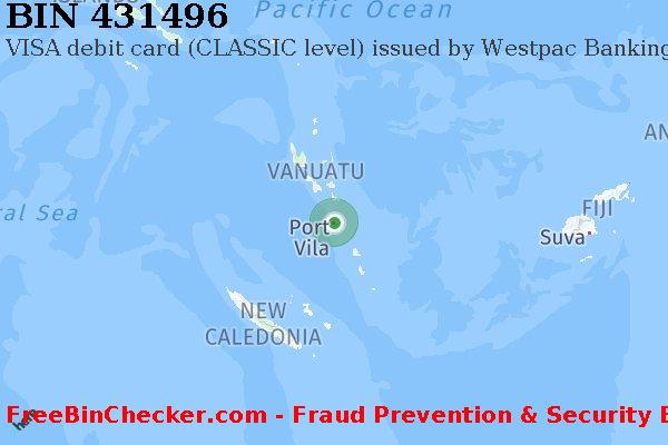 431496 VISA debit Vanuatu VU BIN List
