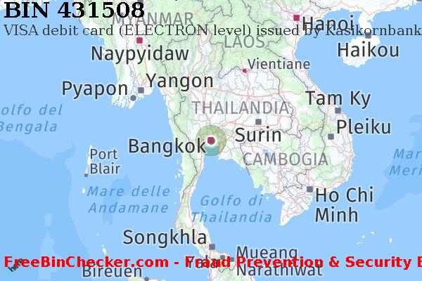 431508 VISA debit Thailand TH Lista BIN