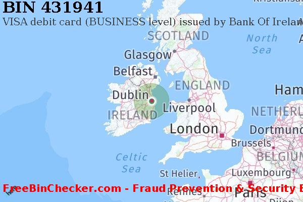 431941 VISA debit Ireland IE BIN List