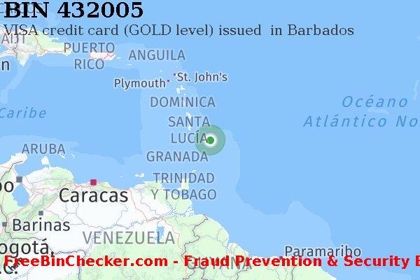 432005 VISA credit Barbados BB Lista de BIN