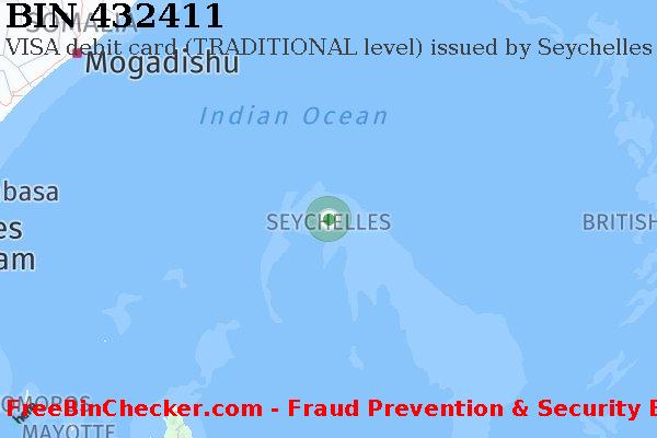 432411 VISA debit Seychelles SC बिन सूची