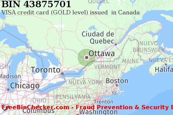 43875701 VISA credit Canada CA Lista de BIN