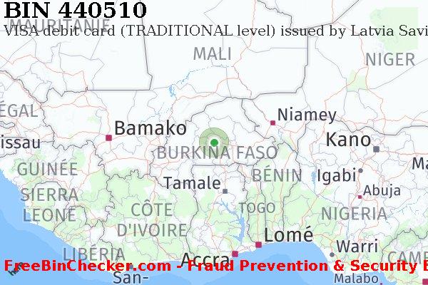 440510 VISA debit Burkina Faso BF BIN Liste 