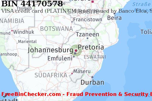 44170578 VISA credit South Africa ZA BIN-Liste