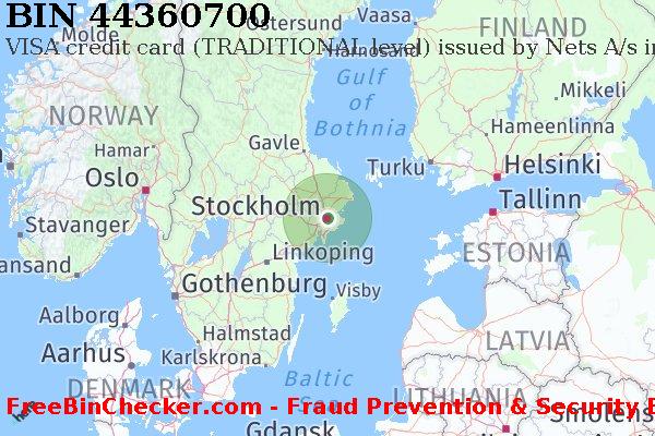 44360700 VISA credit Sweden SE BIN List