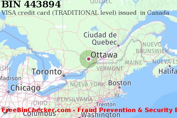 443894 VISA credit Canada CA Lista de BIN