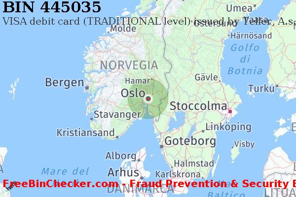 445035 VISA debit Norway NO Lista BIN