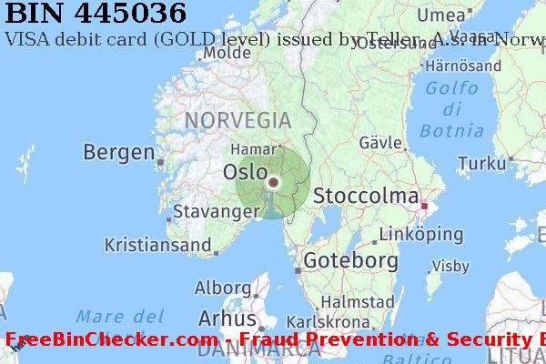 445036 VISA debit Norway NO Lista BIN