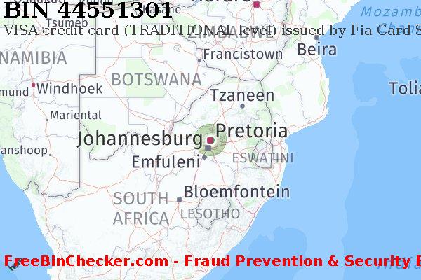 44551301 VISA credit South Africa ZA BIN Lijst