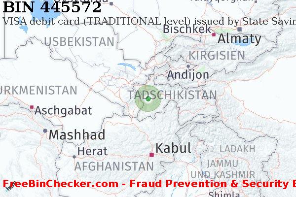 445572 VISA debit Tajikistan TJ BIN-Liste