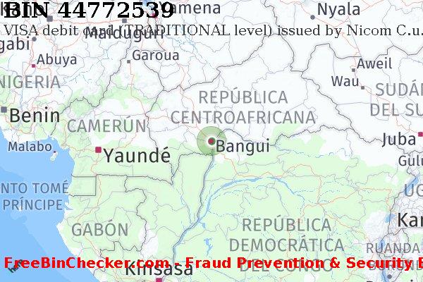 44772539 VISA debit Central African Republic CF Lista de BIN