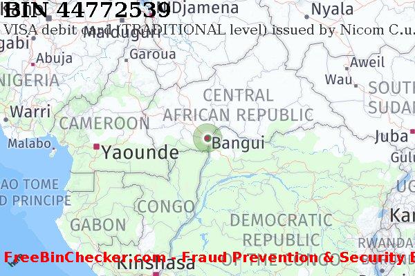 44772539 VISA debit Central African Republic CF Lista de BIN