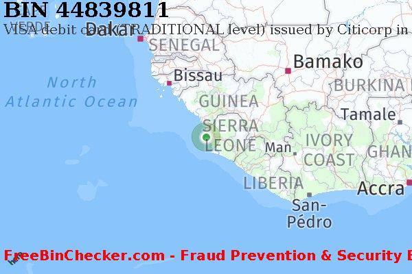 44839811 VISA debit Sierra Leone SL Lista de BIN