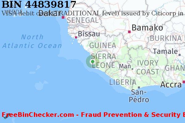 44839817 VISA debit Sierra Leone SL BIN 목록