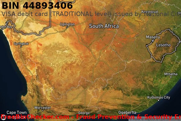 44893406 VISA debit South Africa ZA BIN List