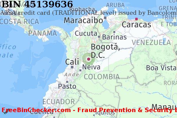 45139636 VISA credit Colombia CO Lista BIN
