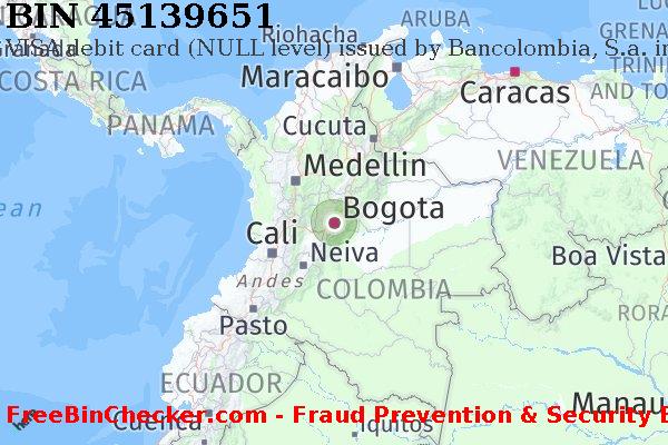 45139651 VISA debit Colombia CO BIN List