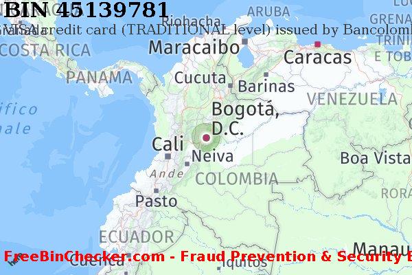 45139781 VISA credit Colombia CO Lista BIN