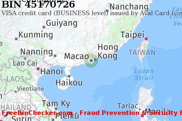 45170726 VISA credit Macau MO BIN List