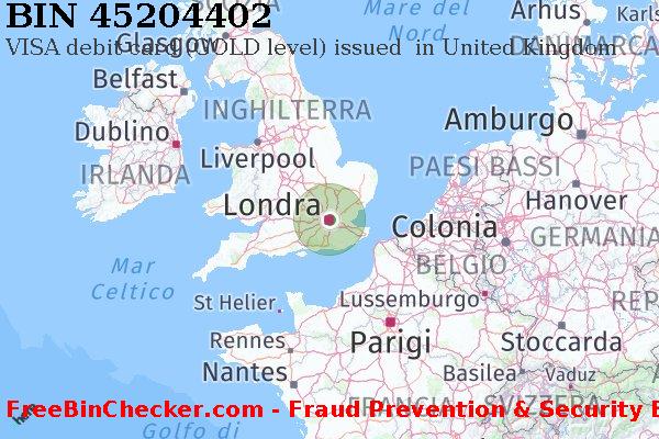 45204402 VISA debit United Kingdom GB Lista BIN