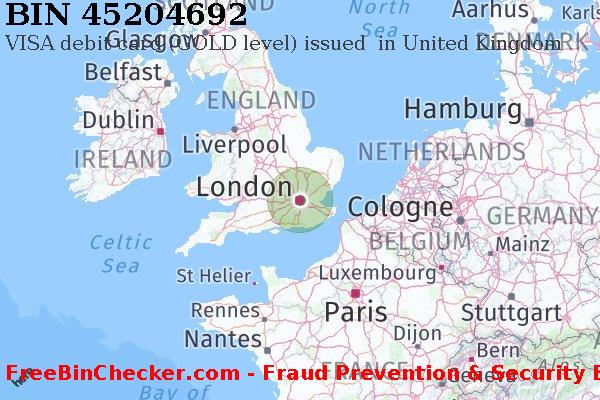 45204692 VISA debit United Kingdom GB BIN List