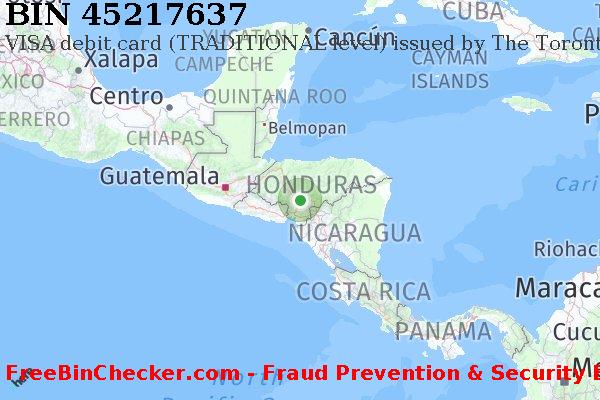 45217637 VISA debit Honduras HN बिन सूची