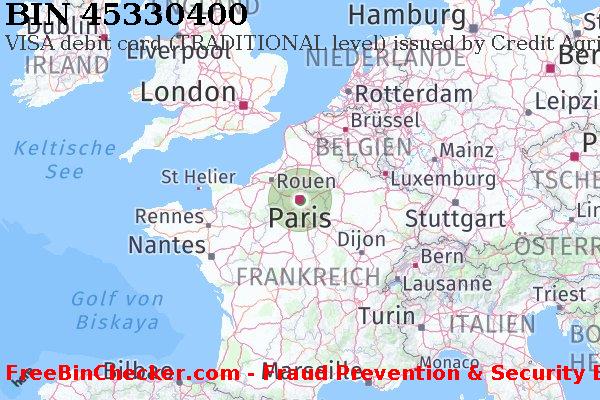 45330400 VISA debit France FR BIN-Liste