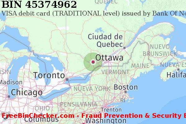 45374962 VISA debit Canada CA Lista de BIN