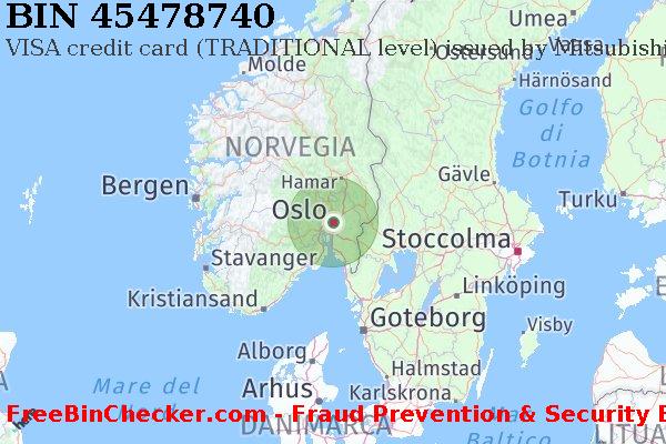 45478740 VISA credit Norway NO Lista BIN