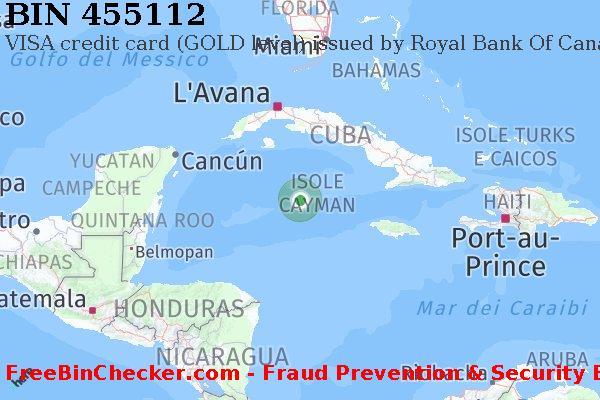 455112 VISA credit Cayman Islands KY Lista BIN