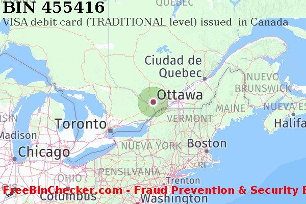 455416 VISA debit Canada CA Lista de BIN