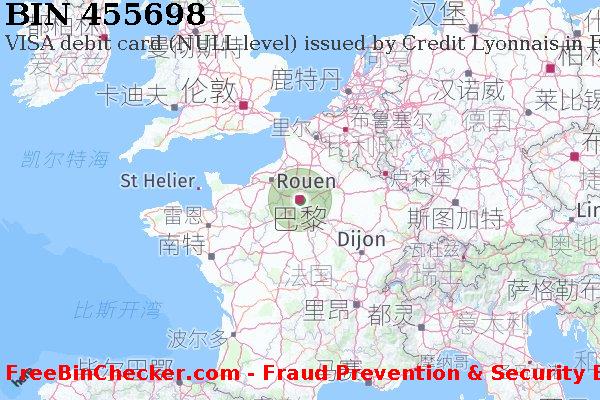 455698 VISA debit France FR BIN列表