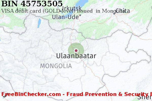 45753505 VISA debit Mongolia MN BIN List