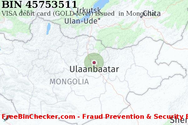 45753511 VISA debit Mongolia MN BIN List