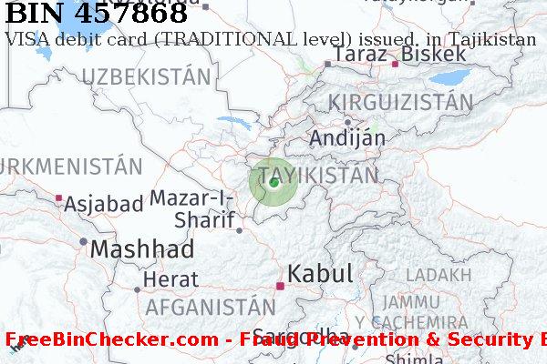 457868 VISA debit Tajikistan TJ Lista de BIN