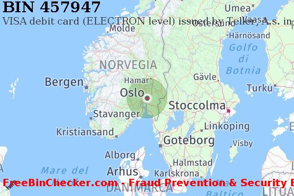 457947 VISA debit Norway NO Lista BIN