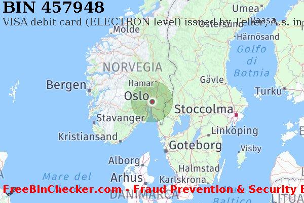 457948 VISA debit Norway NO Lista BIN
