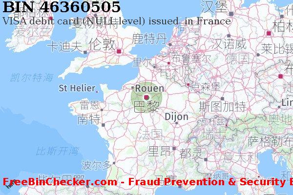 46360505 VISA debit France FR BIN列表