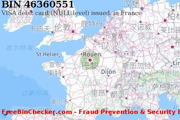 46360551 VISA debit France FR BIN列表