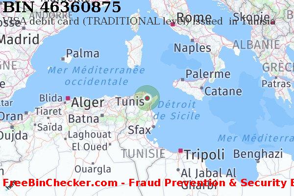 46360875 VISA debit Tunisia TN BIN Liste 
