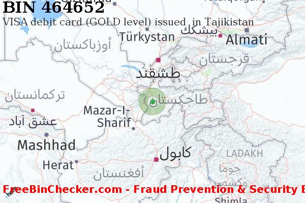 464652 VISA debit Tajikistan TJ قائمة BIN
