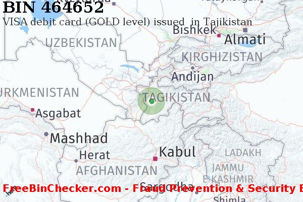 464652 VISA debit Tajikistan TJ Lista BIN
